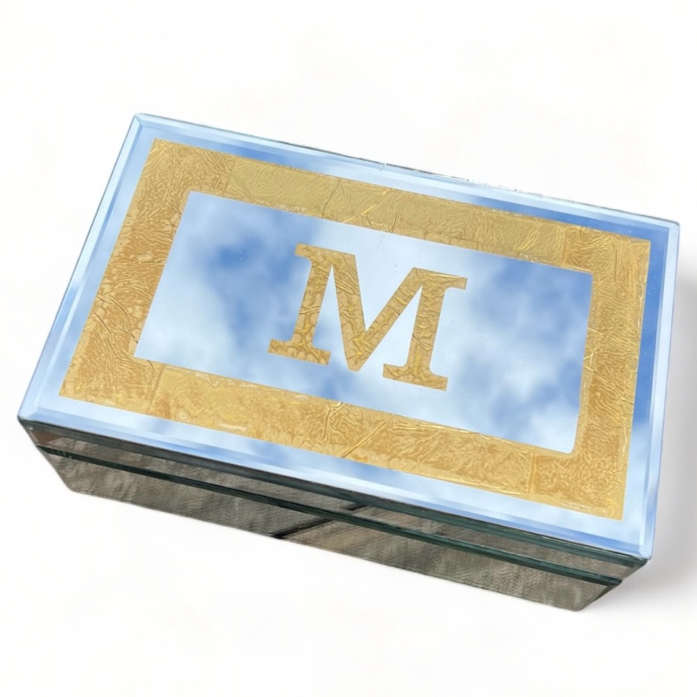 Personalized “M” Mirror Jewelry Trinket Storage Box